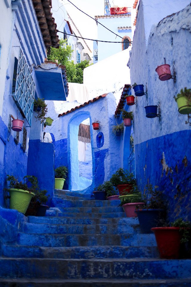 Calles azules de Chefchaouén, Marruecos.