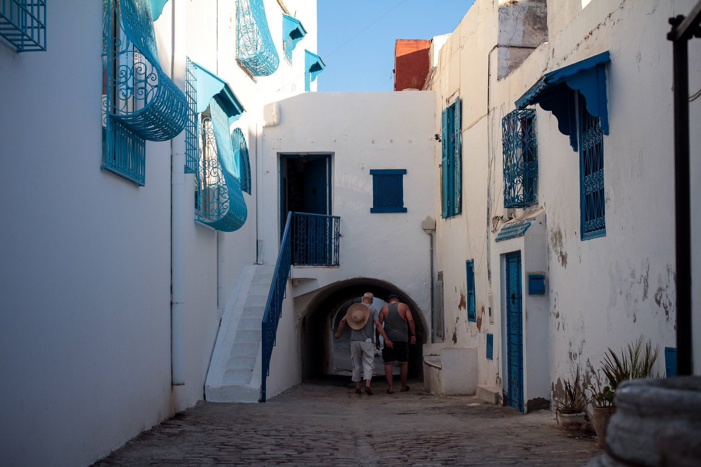 Callejones en Sidi Bou Said, Túnez